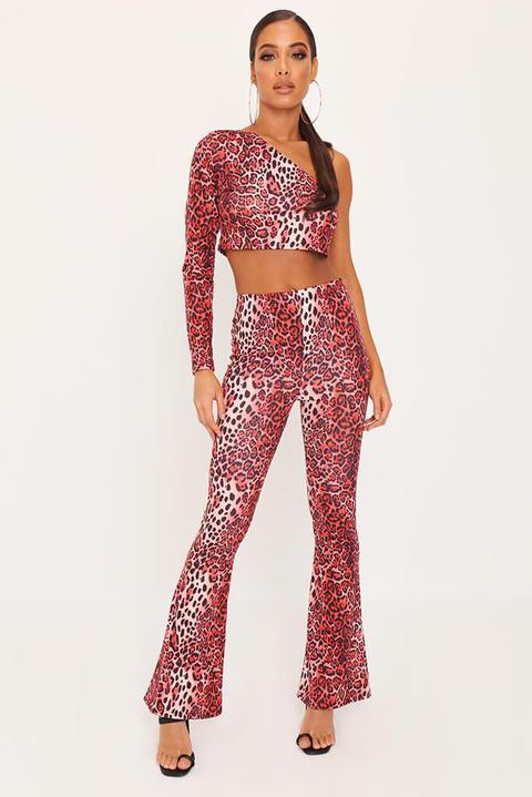 red leopard print flares