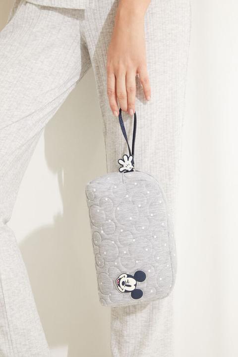 Neceser Mediano Acolchado Mickey Gris Topos