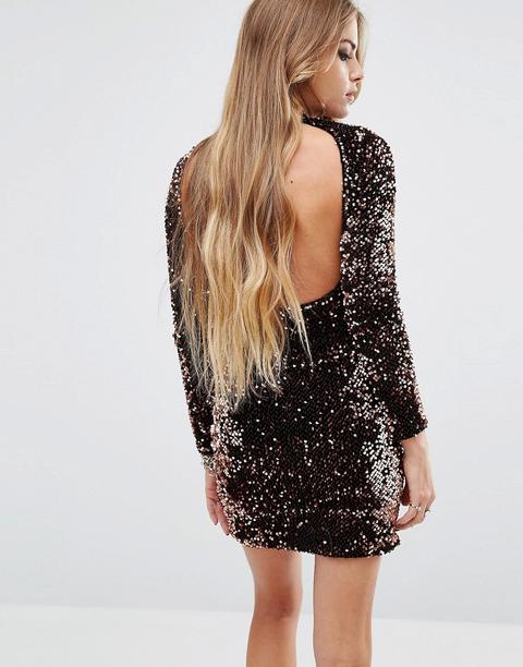 Motel Backless Sequin High Neck Bodycon Dress