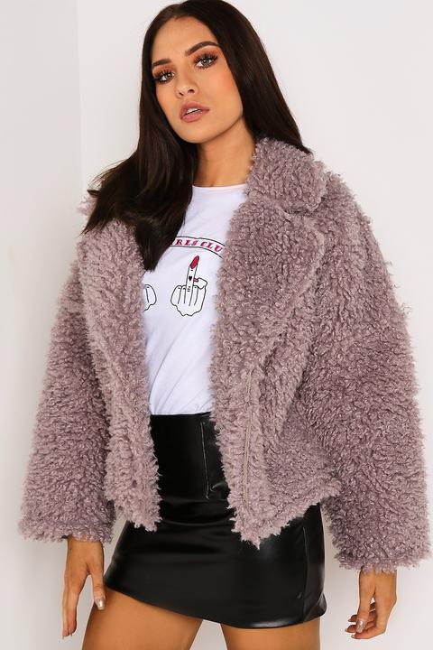 Purple Faux Fur Shaggy Coat