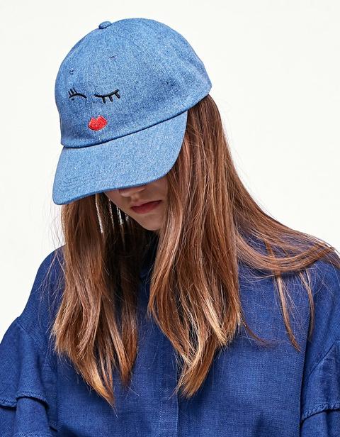Berretto Denim Winky Face Jeans Chiaro