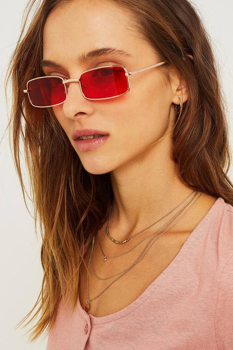 Uo Squashed Square Orange Lens Sunglasses - Womens All