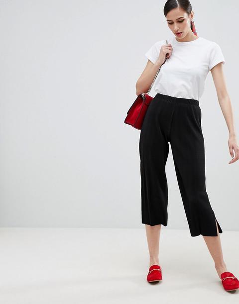 Falda Pantalón Con Pliegues Y Abertura De Asos Design-negro