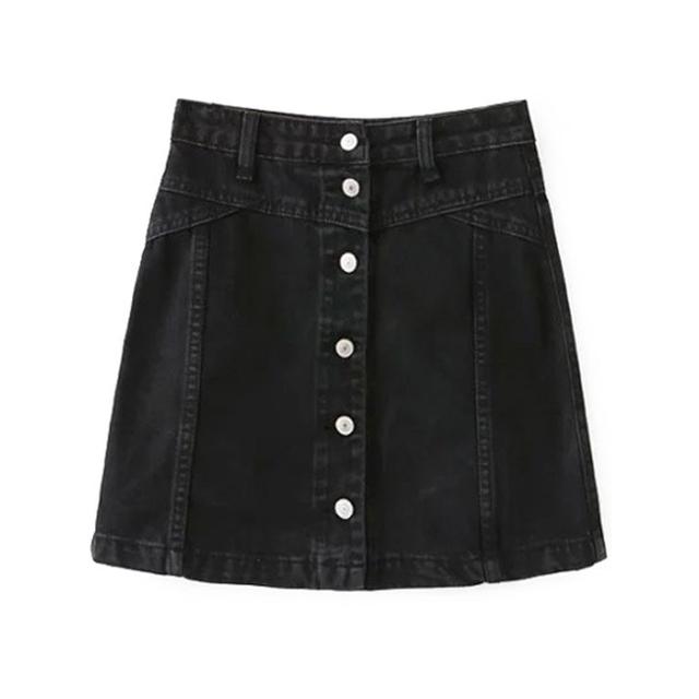a line button denim skirt