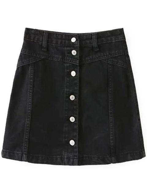 A Line Button Up Denim Skirt