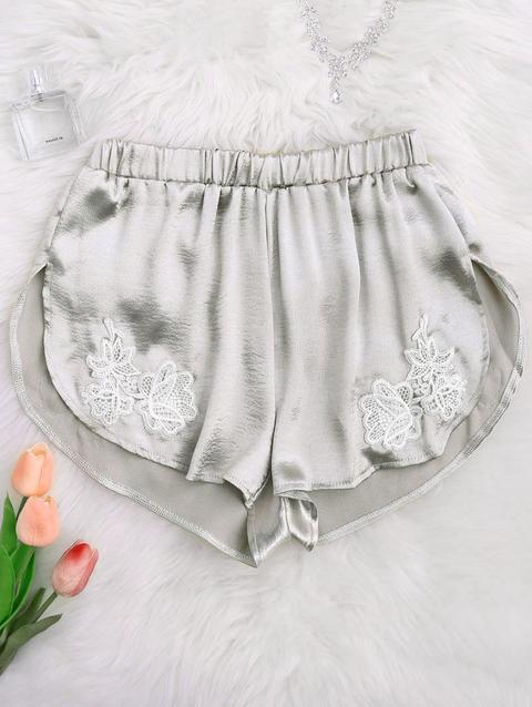 Applique Satin Dolphin Sleep Shorts