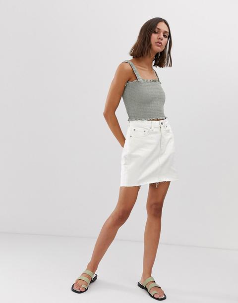 Weekday Mini Denim Skirt With Raw Hem In White