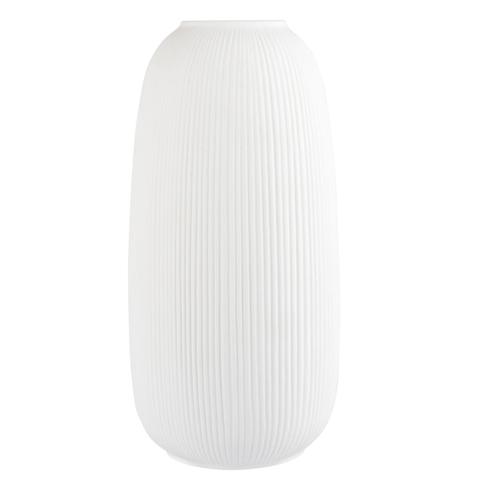 Vase En Porcelaine Striée Blanche H25