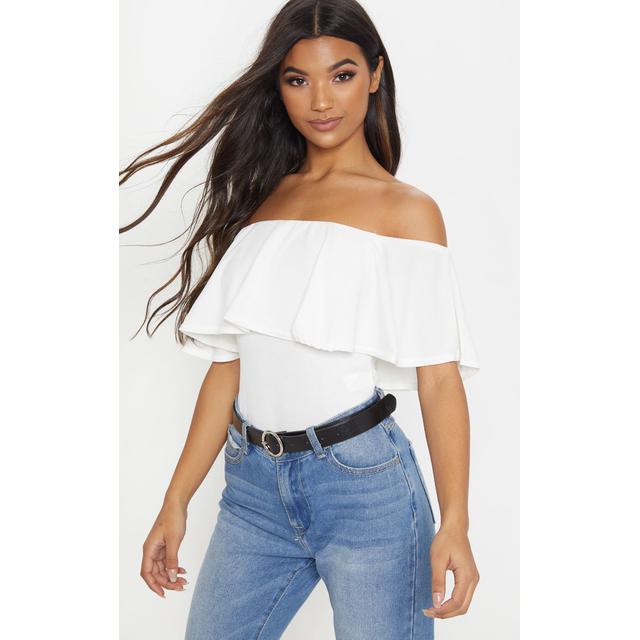 white frill bodysuit