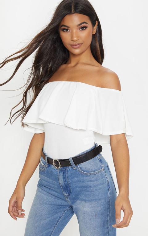 bardot frill bodysuit