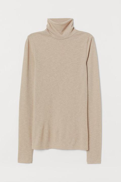 H & M - Maglia A Collo Alto - Beige