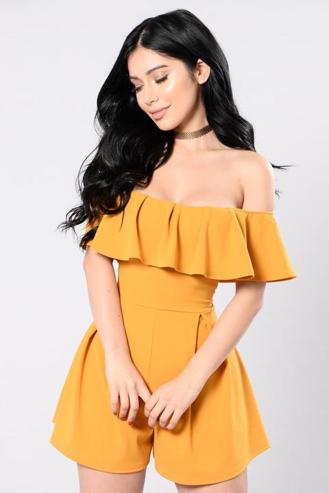 In My Feelings Romper - Mustard