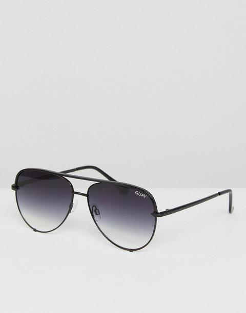 Quay Australia High Key Mini Aviator Sunglasses In Black Fade