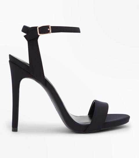 Black Satin Stiletto Heel Sandals New Look from NEW LOOK on 21 Buttons