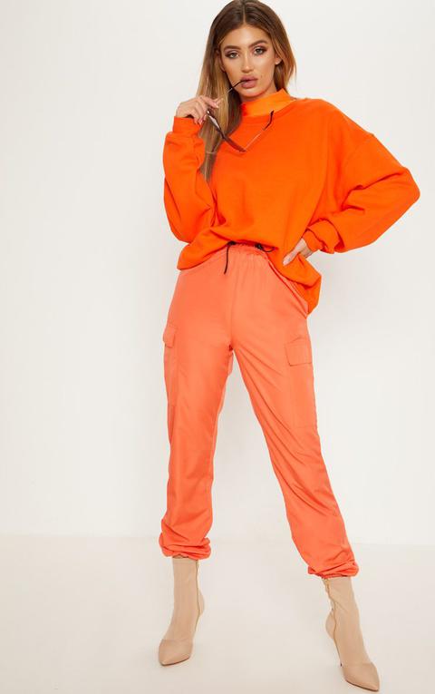 Orange Toggle Waist Shell Suit Joggers