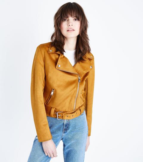 mustard biker jacket new look