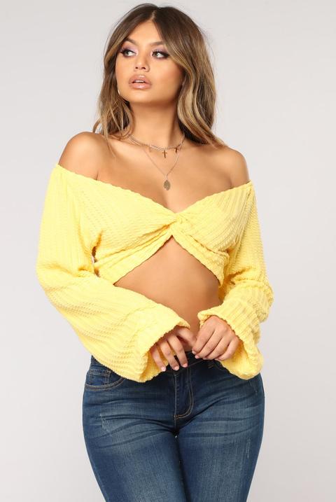 Sunshine Smile Crop Top - Yellow