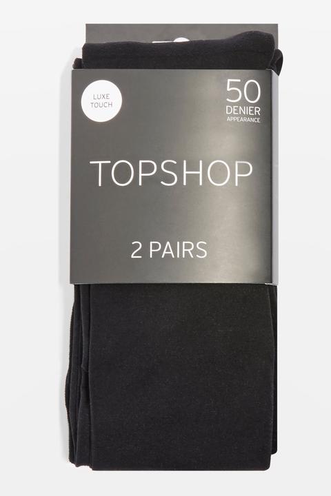 Womens 2 Pack 50 Denier Tights - Black, Black