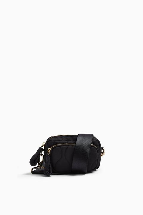 Black Micro Quilted Nylon Cross Body Bag