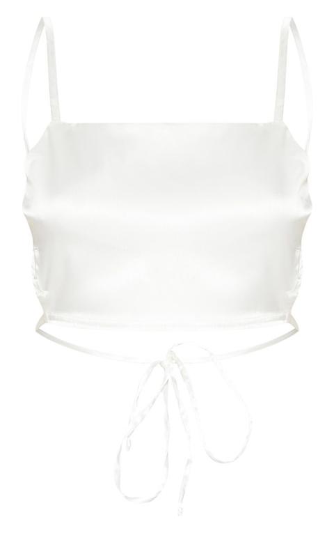 cream satin backless strappy crop top