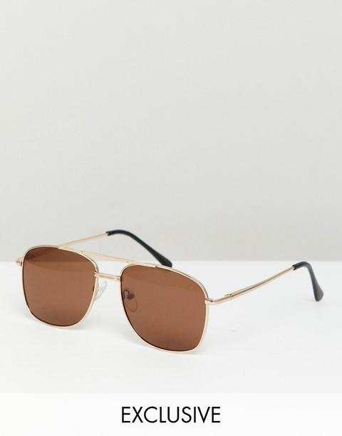 Reclaimed Vintage Inspired - Occhiali Da Sole Modello Aviatore Oro - Oro