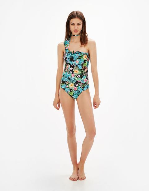 Costume Da Bagno Tropicale Volant Multiposizione