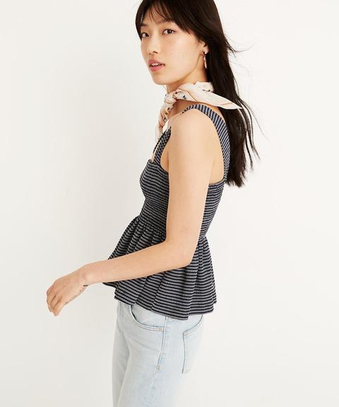 texture & thread smocked peplum tank top in stripe