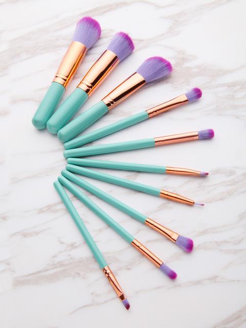 10pcs Green Professional Makeup Brush Set