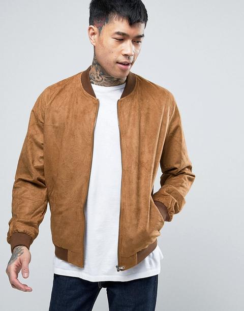 Cazadora Bomber De Antelina En Tostado De Asos