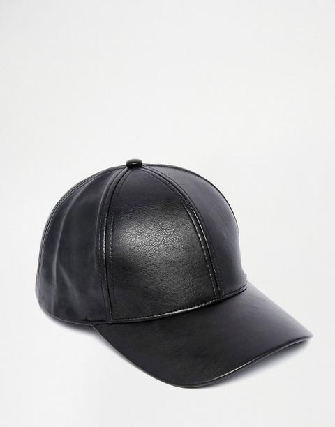 Asos - Cappellino In Pelle Sintetica Nera - Nero