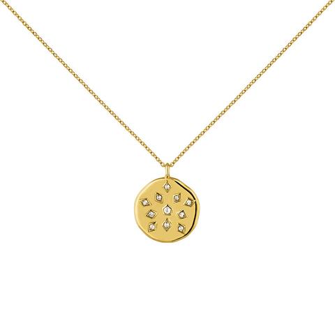 Colgante Medalla Topacios Plata Recubierta Oro