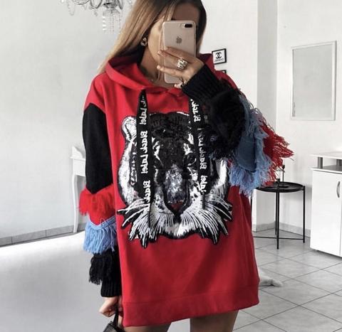 Maxi Sudadera Tigre Flecos