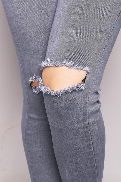 grey high waisted ripped jeans