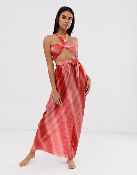 Asos Design Robe De Plage Longue Coupe Dos Nu En Jersey Plissé Métallisé Avec Taille Découpée Et Effet Dégradé From Asos On 21 Buttons