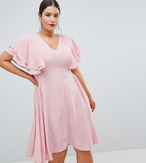 Vestido Midi Con Manga De Ángel De Boohoo Plus