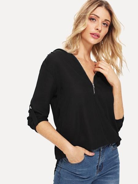 Blusa Bajo Curvo Con Cremallera