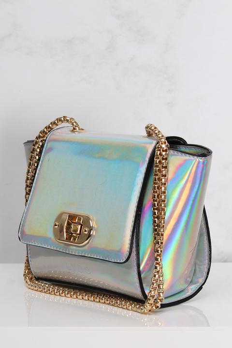 Silver Hologram Chain Strap Bag