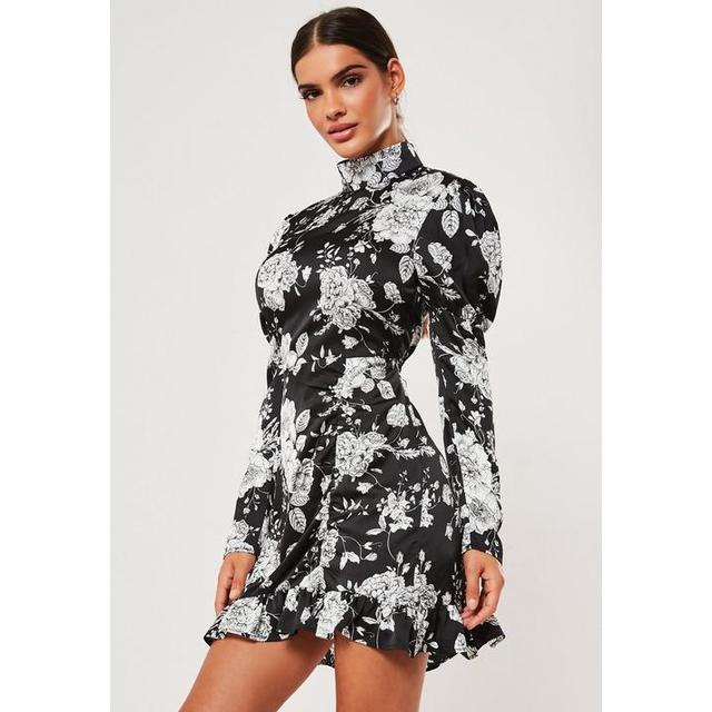 missguided floral high neck dress