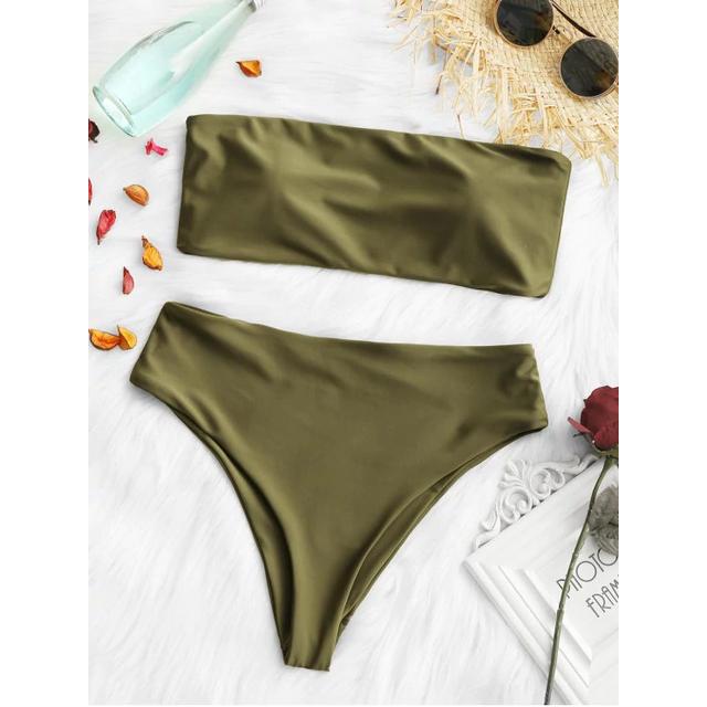 Gepolsterter Hohe Schlitz Bandeau Bikini Set Army Green Bright Yellow Pink Red From Zaful On 21 Buttons