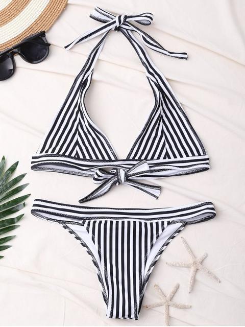 Striped Halter Bathing Suit