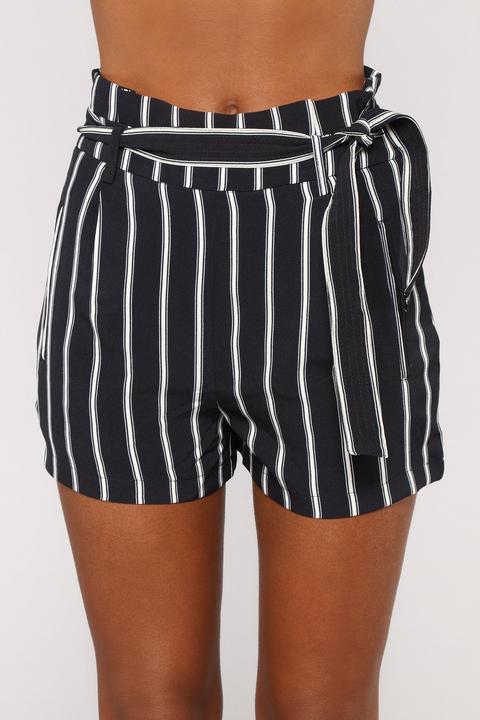 Misha Tie Waist Shorts - Navy/ivory