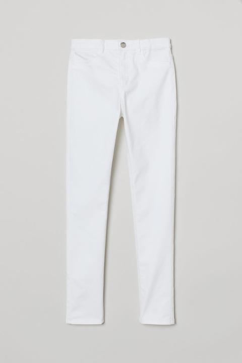 Pantalón De Sarga Slim Fit - Blanco