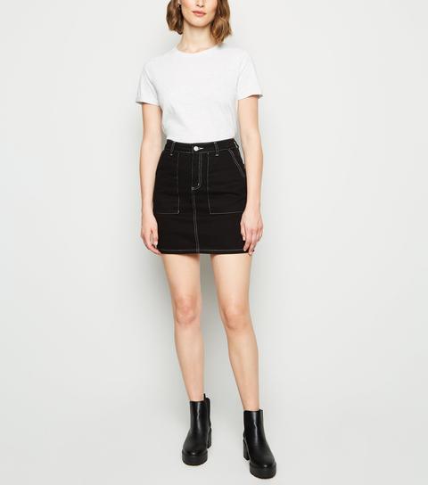black contrast stitch skirt