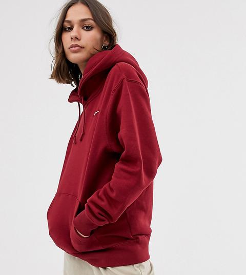 Nike - Felpa Premium Oversize Con Cappuccio E Logo Nike Piccolo Bordeaux - Rosso