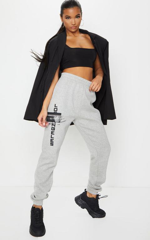 Grey Los Angeles Slogan Joggers