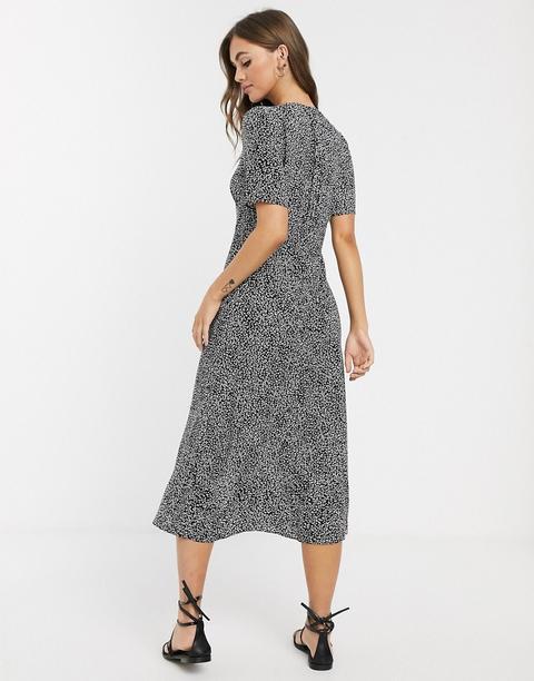 button front midi tea dress