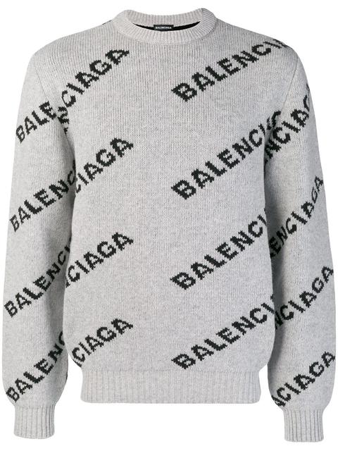 Balenciaga Jersey Con Logo Y Cuello Redondo - Gris