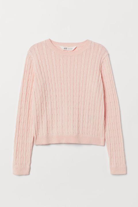 H & M - Pullover In Maglia A Trecce - Rosa