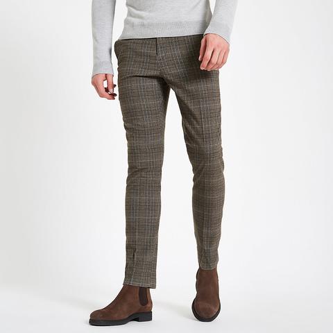 Grey Check Skinny Fit Trousers