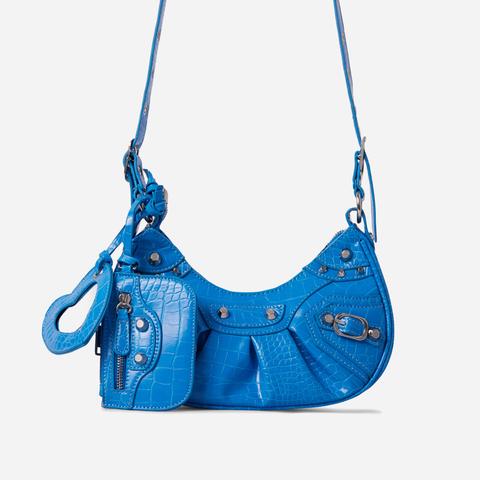 Texas Shoulder Bag In Blue Faux Leather,, Blue
